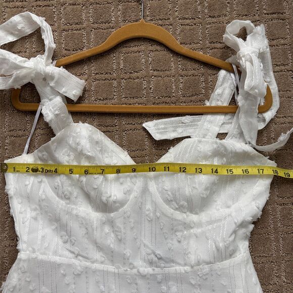 Lulus Glamorous Element White Lurex Tie-Strap Bustier Midi Dress Large Bride NWT - Picture 10 of 13